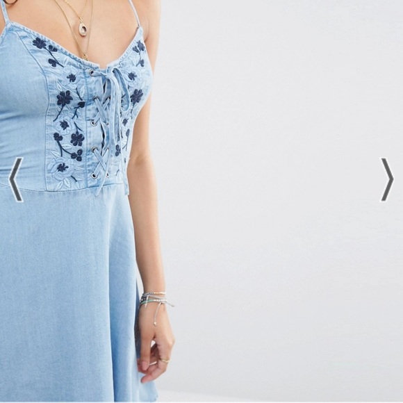 Abercrombie & Fitch Lace Up Denim Skater Dress - Picture 4 of 11